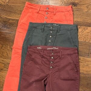 Universal Thread Women's High-Waisted Pants Trio - Coral, Olive, Maroon